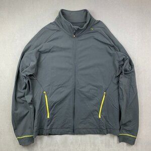 Lululemon Mens Sweater XL Gray Yellow Full Zip Track Jacket Ventilated Stretch